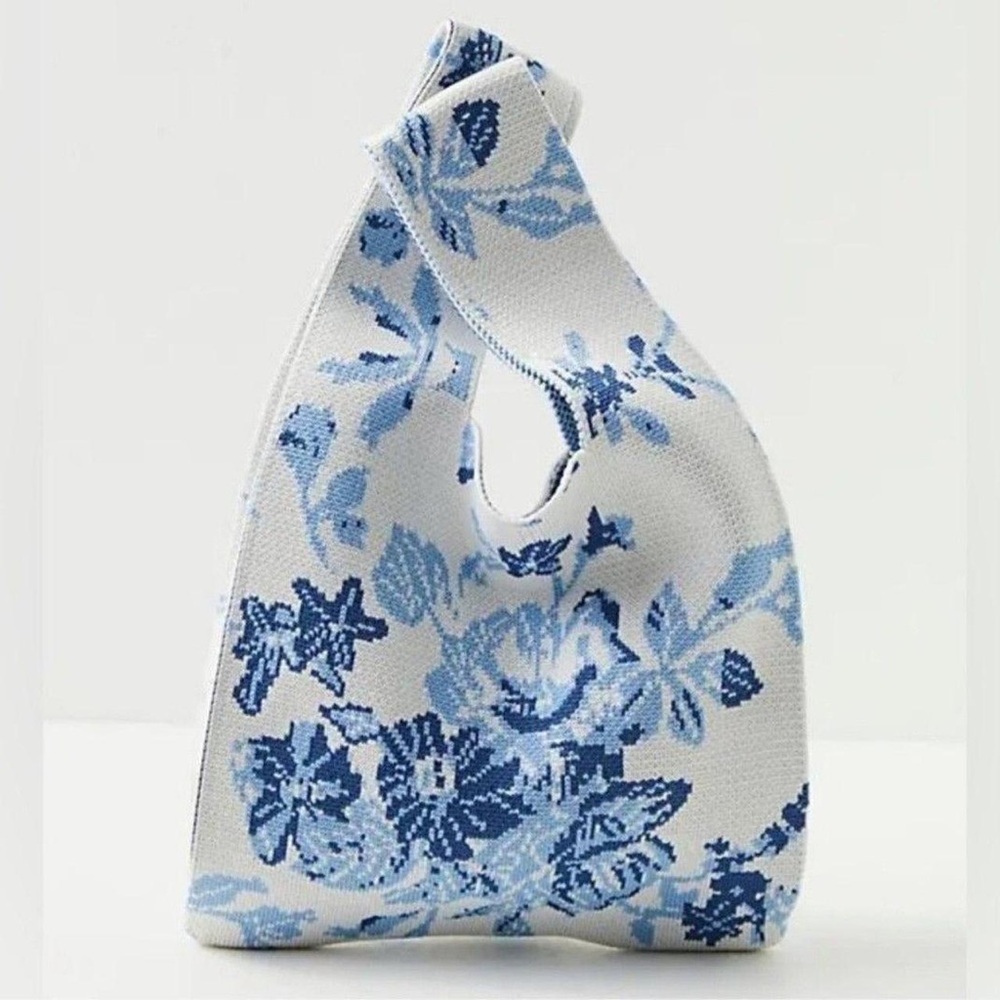 Free People Blue and White Floral Clutch